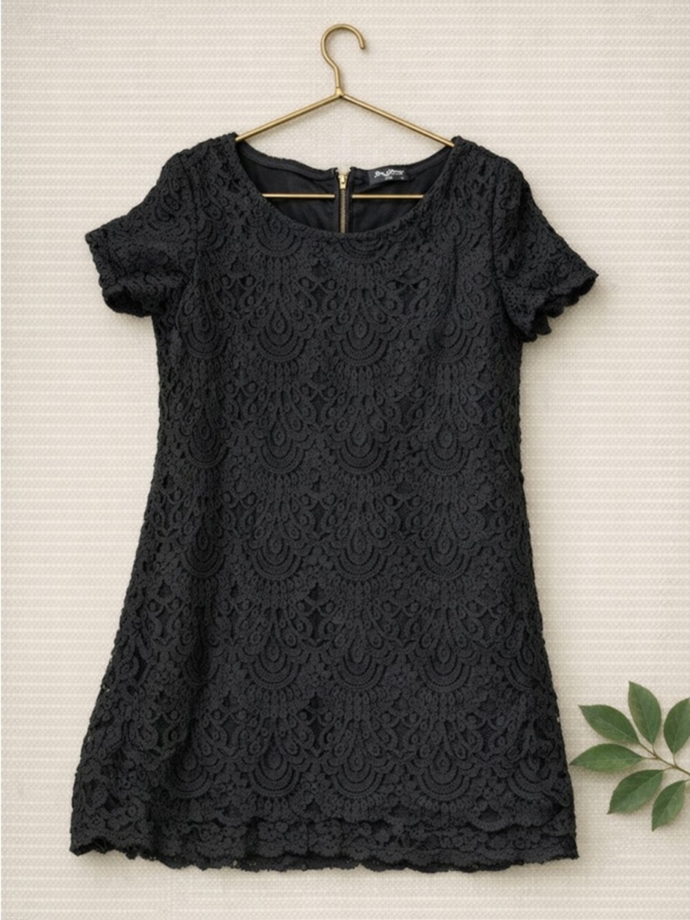 Streetwear Society Black Lace Mini Dress – Elegant Layered Style | Size L